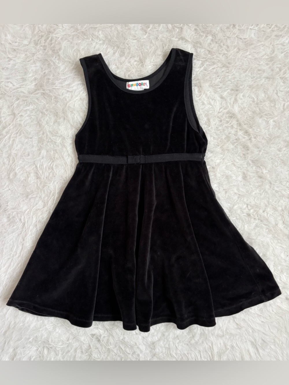Gymboree Vintage Rainbow Tag Classic Black Velvet Sleeveless Dress